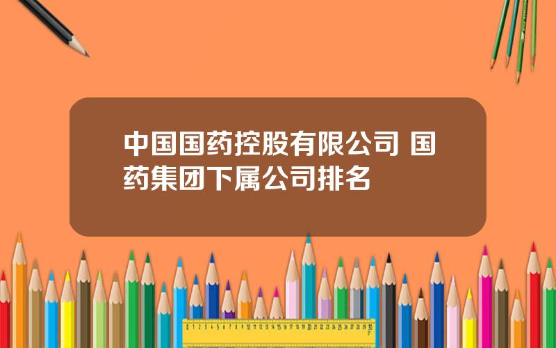 中国国药控股有限公司 国药集团下属公司排名